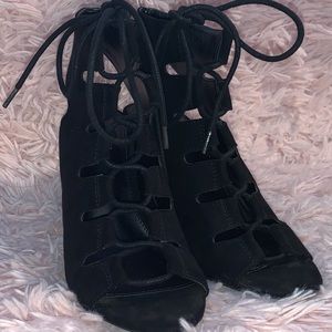 Fabric Lace-up Heels